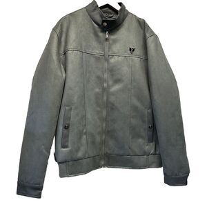 F Collections Size 2XL Men's Luxury Italian Leather Suede Gray  Jacket , NWT